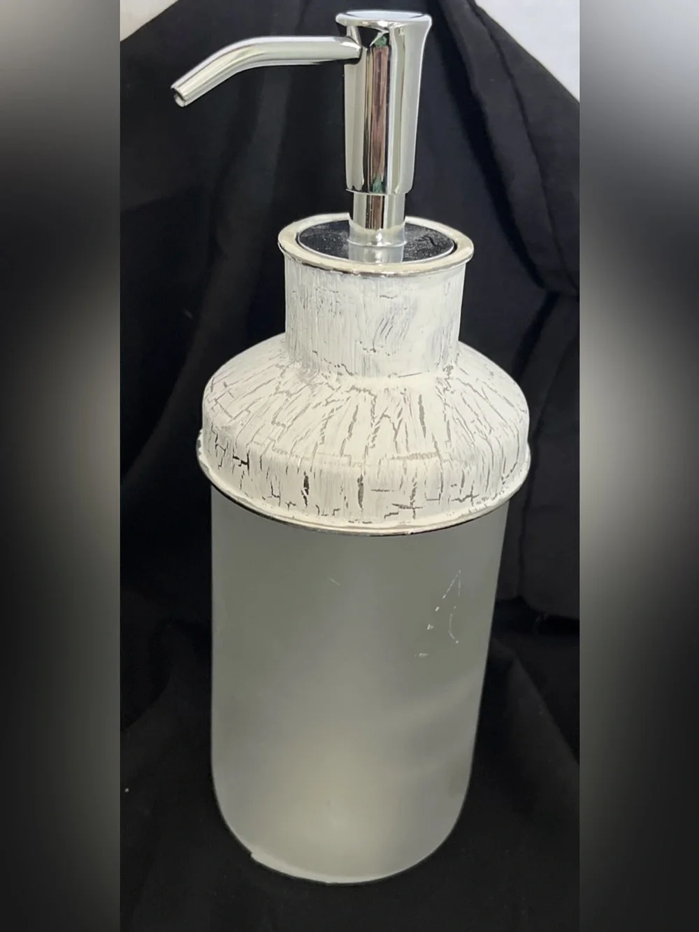 Mike & Ally Foret Essentials Soap Pump Dispenser Frosted Glass Crackle Top